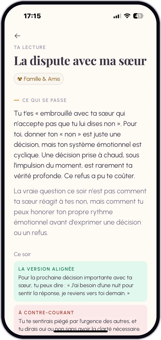 Lecture d'une situation